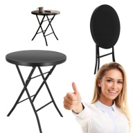 STÓŁ OGRODOWY SKŁADANY BALKONOWY NA TARAS DO KAWY CZARNY STOLIK 60CM METAL