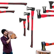 SIEKIERA ROZŁUPUJĄCA ZESTAW 3 SIEKIER DO RĄBANIA CIESIELSKA RED TECHNIC