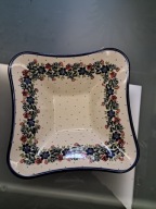 Miska ceramika Bolesławiec kwiaty kwadratowa 24 cm