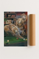 Plakat bez ramy 30x40cm Misie przy Bilardzie humor zwierzęta art obraz