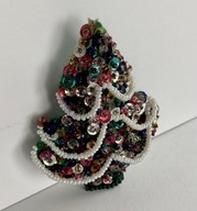 VINTAGE ŚWIĄTECZNA BROSZKA CHOINKA 50' PREZENT