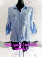 BŁĘKITNA KOSZULA KOSZULKA LYOCELL SZTUCZNY JEDWAB JEDWABNA ODDYCHAJĄCA SEXY