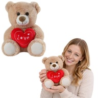 DUŻY MISIEK MIŚ PLUSZOWY Z SERCEM LOVE PLUSZAK NA PREZENT WALENTYNKI 25 CM