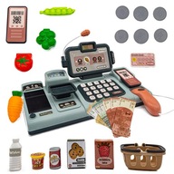 SKLEPOWA KASA FISKALNA DUŻY ZESTAW DLA DZIECI MIKROFON WAGA CZYTNIK