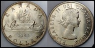 MNB - KANADA 1 Dolar Dollar 1963 # CANOE # SREBRO # st 2+