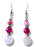 KRAGJ03 Kolczyki kamienie KWARC RÓŻOWY AGAT JADEIT