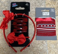 CZERWONE RED OPASKA KOKARDA SPINKI GUMKI ACCESSORIZE TJ MORRIS F&F 20 SZT