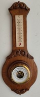 Piękny rzeźbiony barometr i termometr drewniany WECA I poł XX wieku sprawny