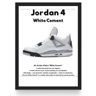 Plakat Jordan 4 "White Cement" Empty (Czarna/Biała Ramka)