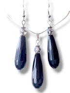 AW39 Komplet Kolczyki Wisiorek kamienie AGAT WĘŻOWY