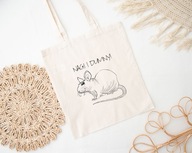 Torba zakupowa bawełniana z bezwłosym szczurem, shopperka gruba, można prać