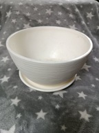 Doniczka ceramiczna z podstawką misa kremowa beżowa 21 cm średnicy używana