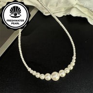 komplet naszyjnik perły perły słodkowodnej styl francuski ślub impreza