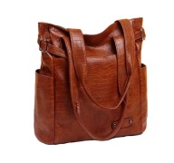 Torebka brązowa shopperka wzór krokodyla tłoczona shopperbag