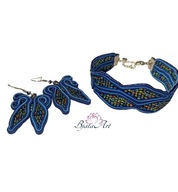 Bransoletka i Kolczyki Sutasz Motylek Kryształki Soutache