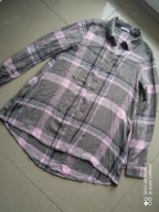 RESERVED 152 cm kratka szara różowa wiskoza S XS