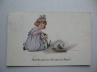 KOT KOTY ZOBACZ KOTKU, JAKA MYSZKA przedwojenna POCZTÓWKA