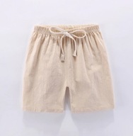 Lniane krótkie spodenki szorty z kieszonką dla chłopca beżowe 110 5 lat