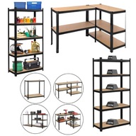 REGAŁ MAGAZYNOWY METALOWY CZARNY SOLIDNY 150 X 75 X 30 CM 125 KG NA PÓŁKĘ