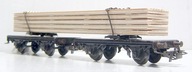 Marklin - dwie platformy 2-osiowe z dużym ładunkiem drewna