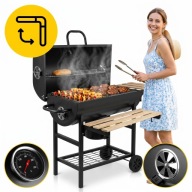 GRILL WĘGLOWY OGRODOWY BECZKA 3 CHROMOWANE RUSZTY POPIELNIK TERMOMETR KÓŁKA
