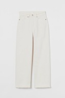 H & M jeansy boho postrzępione sprane vintage luźne nogawki kremowe frędzle