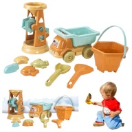 ZESTAW DO PIASKOWNICY ZABAWKI DO PIASKU FOREMKI ŁOPATKA GRABKI WIADERKO