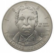 USA 1 dolar 2009 Louis Braille 26.73g SREBRA próby 900