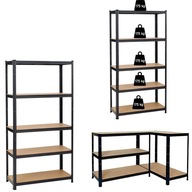 REGAŁ MAGAZYNOWY METALOWY 875kg CZARNY 180x90x40cm GARAŻ PIWNICA MOCNY
