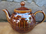 Brązowy Imbryk/Dzbanek_ WZÓR AZTECKI_ Porcelit PRUSZKÓW PRL