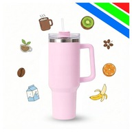 Kubek Termiczny Ze Słomką Termos Wakacyjny 1200 ML Różowy Z Uchwytem Sport