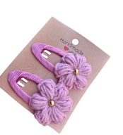 Spinki spineczki do włosów szydełkowe kwiatki handmade 2 szt.