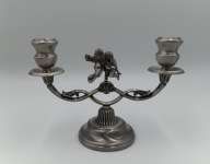Kandelabr na 2 świece - metalowy - Tulące się aniołki amorki - vinatge 24cm