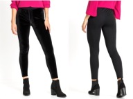 Leginsy spodnie welurowe 34 XS czarne duo wstawki obcisłe dopasowane rurki