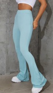 PRETTYLITTLETHING NIEBIESKIE SPODNIE DZWONY LEGGINSY PRĄŻEK PRĄŻKOWANE 36 S