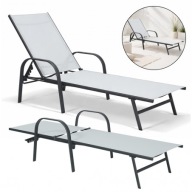 LEŻAK OGRODOWY REGULOWANE OPARCIE PODŁOKIETNIKI WODOODPORNY SZARY