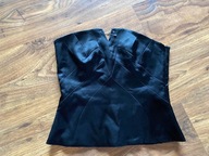 Czarny top koronka na plecach gorsetowy