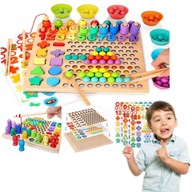 UKŁADANKA DREWNIANE KLOCKI KULKI RYBKI MONTESSORI