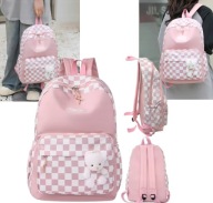 PLECAK SZKOLNY ROŻOWY Z MASKOTKĄ RÓŻOWY STYL DLA DZIEWCZYN MLODZIEZOWU