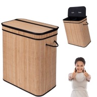 KOSZ NA PRANIE BAMBUSOWY DWIE KOMORY CZARNY WKŁAD NATURALNY KOLOR 100L