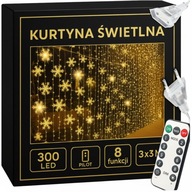 KURTYNA ŚWIETLNA LED 3x3M LAMPKI ŚWIĄTECZNE