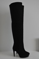 ŁADNIE DOPASOWANE muszkieterki The Seller kozaki DO POŁOWY UDA na szpilce