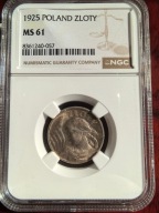 II RP 1 złoty 1925 NGC MS61 Piękna