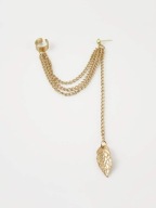 nausznica listek złota łańcuszek kolczyk wiszący łańcuszkowa kolczyk klips