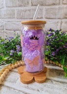 Kubek szklany słoik 500 ml ze słomką i bambusową pokrywką prezent dla niej