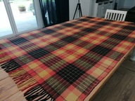 WEŁNIANY CIEPŁY KOC PLED KAPA NARZUTA KRATA FRĘDZLE 136 x 215