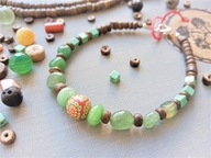 FOLK bransoletka zielony agat jadeit miętowy turkus hematyt drewno kokosowe