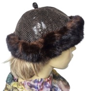 Czapka ,kapelusz hand made skóra,norka ,futro naturalne L