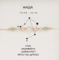 Bransoletka Znak Zodiaku WAGA Opal, Akwamaryn, Labradoryt