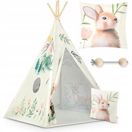 TIPI NAMIOT DLA DZIECI TEEPEE WIGWAM PODUSZKA STABILIZATOR LEŚNE ZWIERZĄTKA